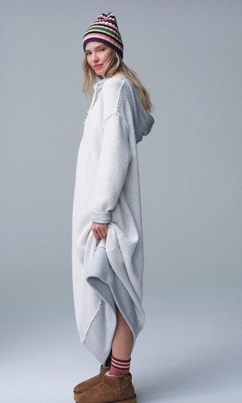 Free People Beach Aja Pullover Midi Sweater Dress In Heather Grey Size Large